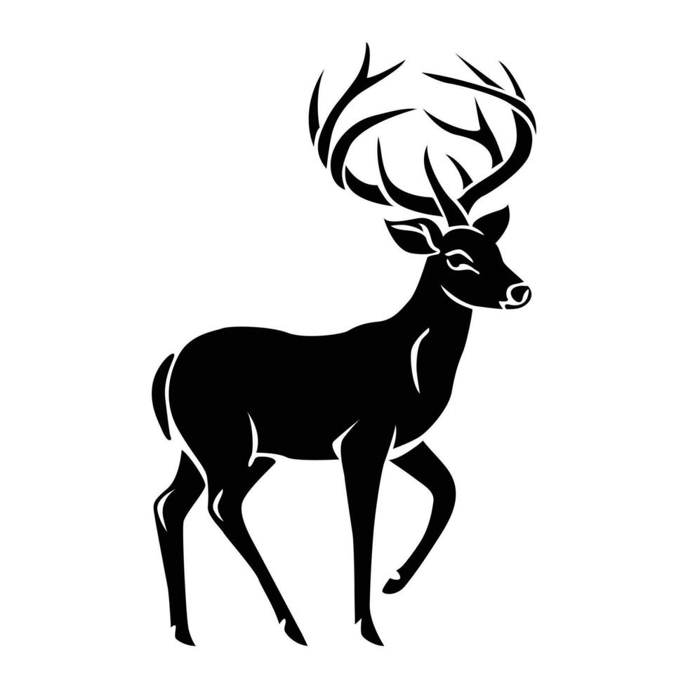 black silhouettes of wild Deer vector illustrated