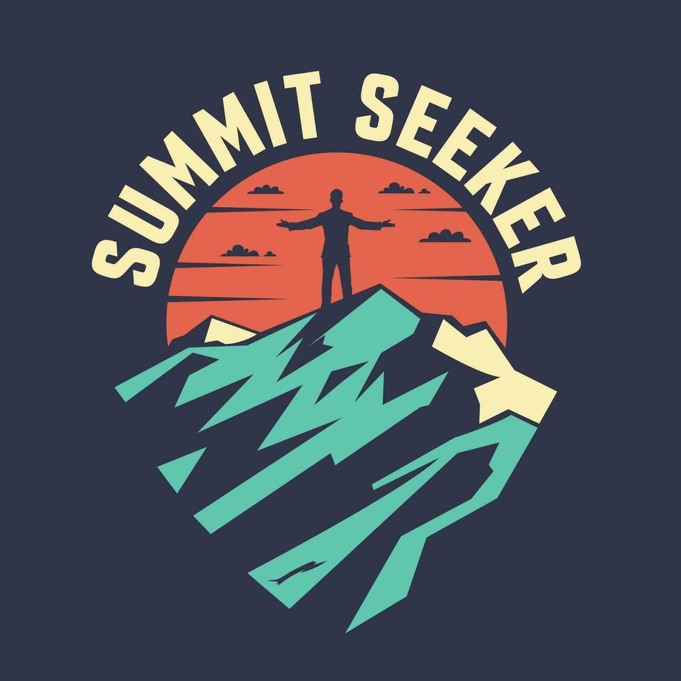 summit seekar moutain outdoor hiking adventure t-shirt design vector