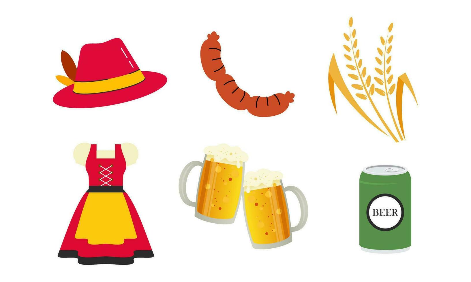 Oktoberfest cerveza festival íconos conjunto vector