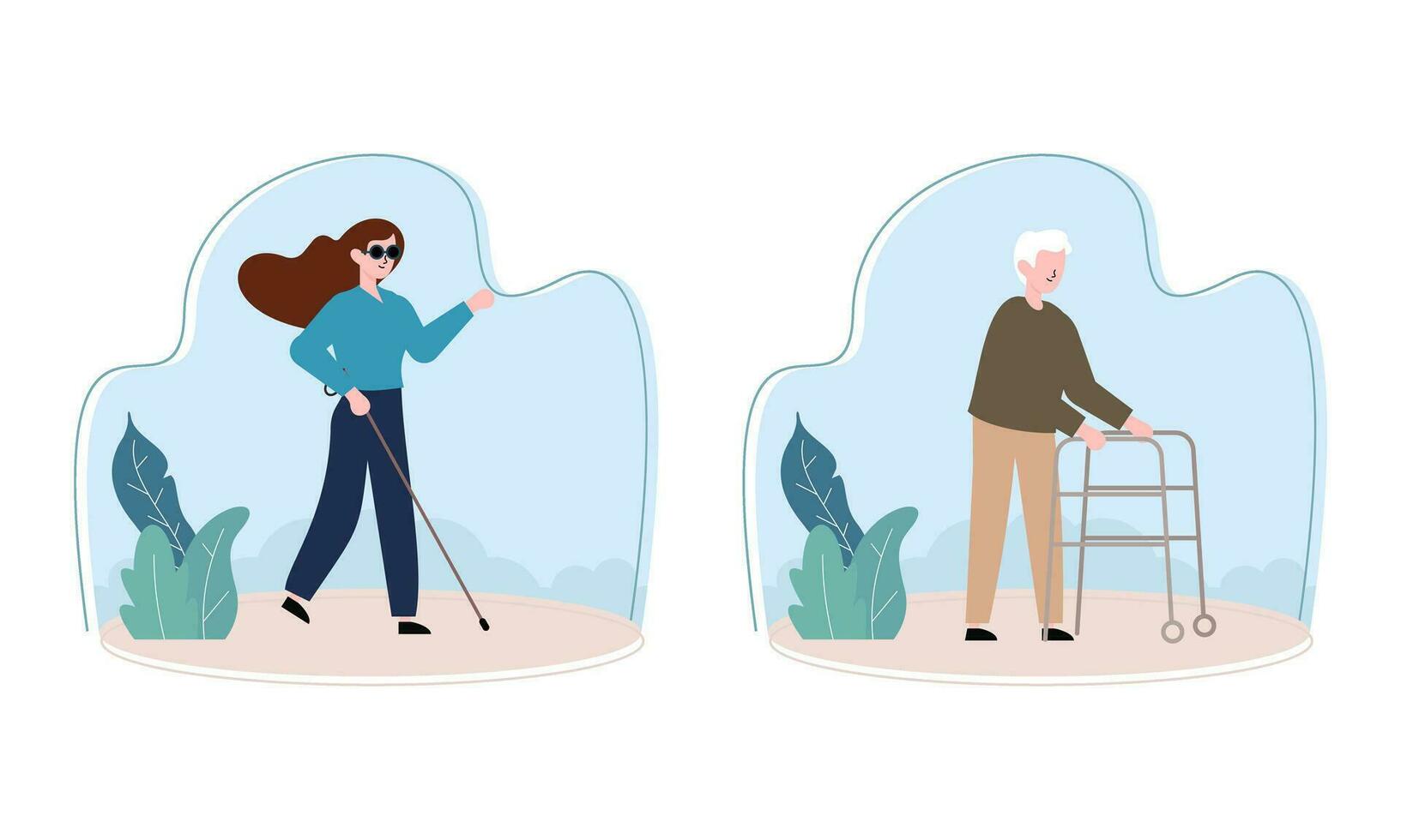 Disability people illustration cartoon vector