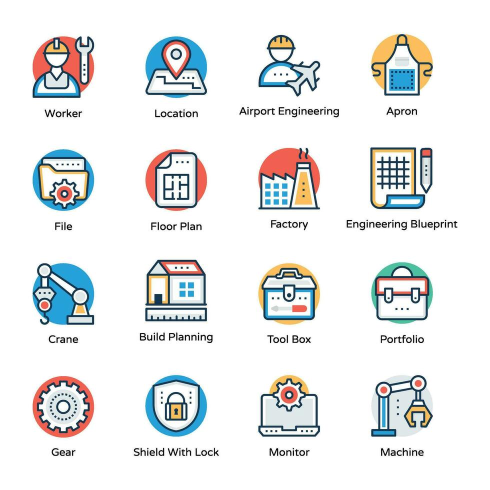 Pack of Engineering and Construction Icons vector
