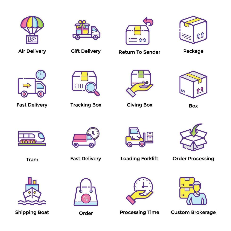 Pack of Logistic Delivery Icons vector