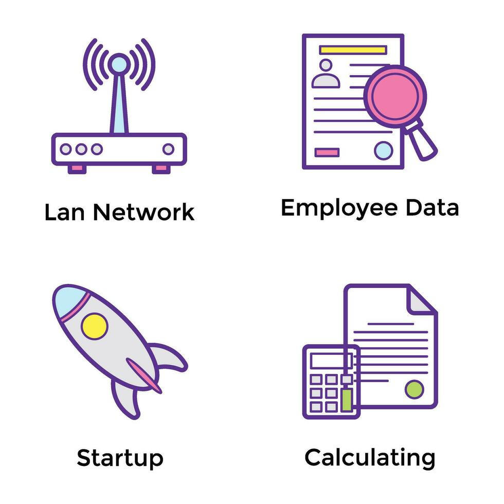 paquete de iconos planos de tecnología vector