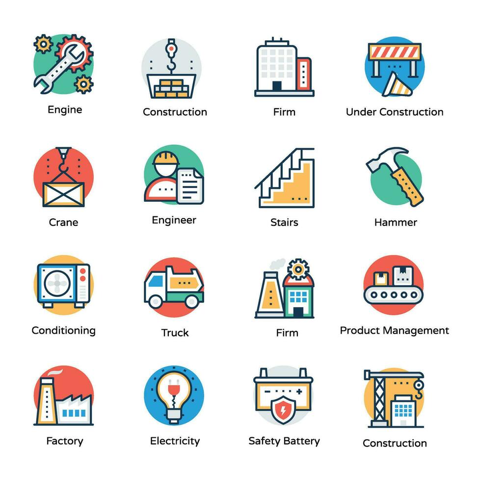 Pack of Mechanics and Construction Icons vector
