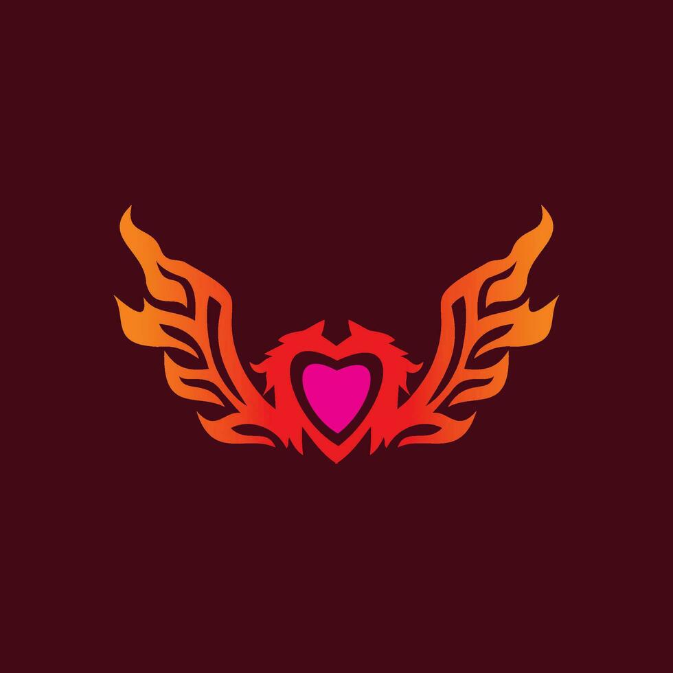 heart logo design with wings vector