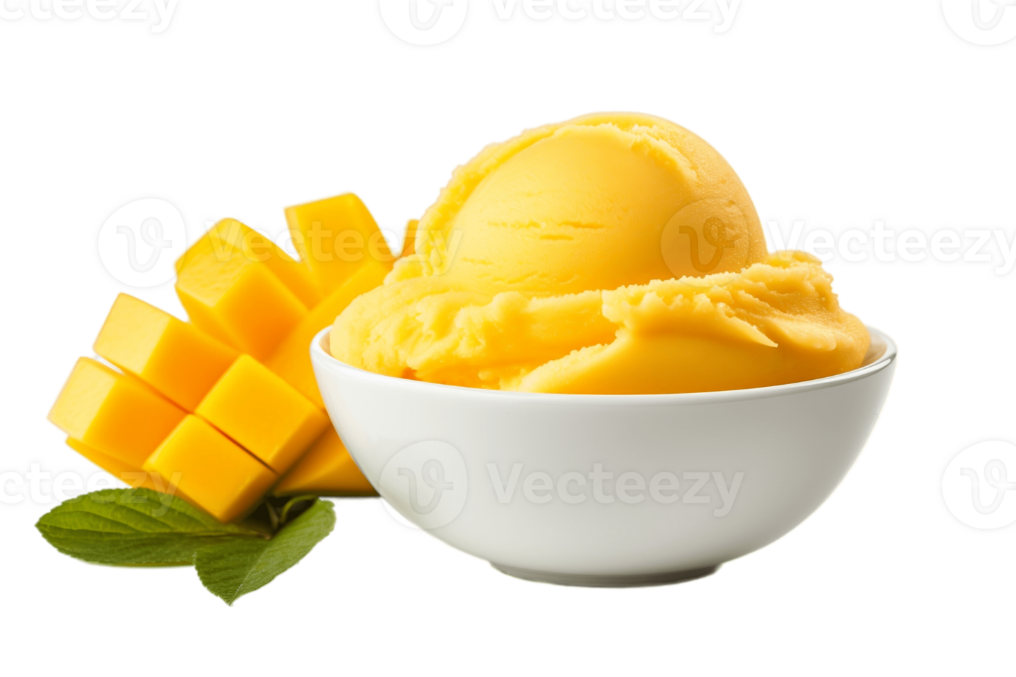 AI generated Mango Sorbet Isolated on Transparent Background. AI png