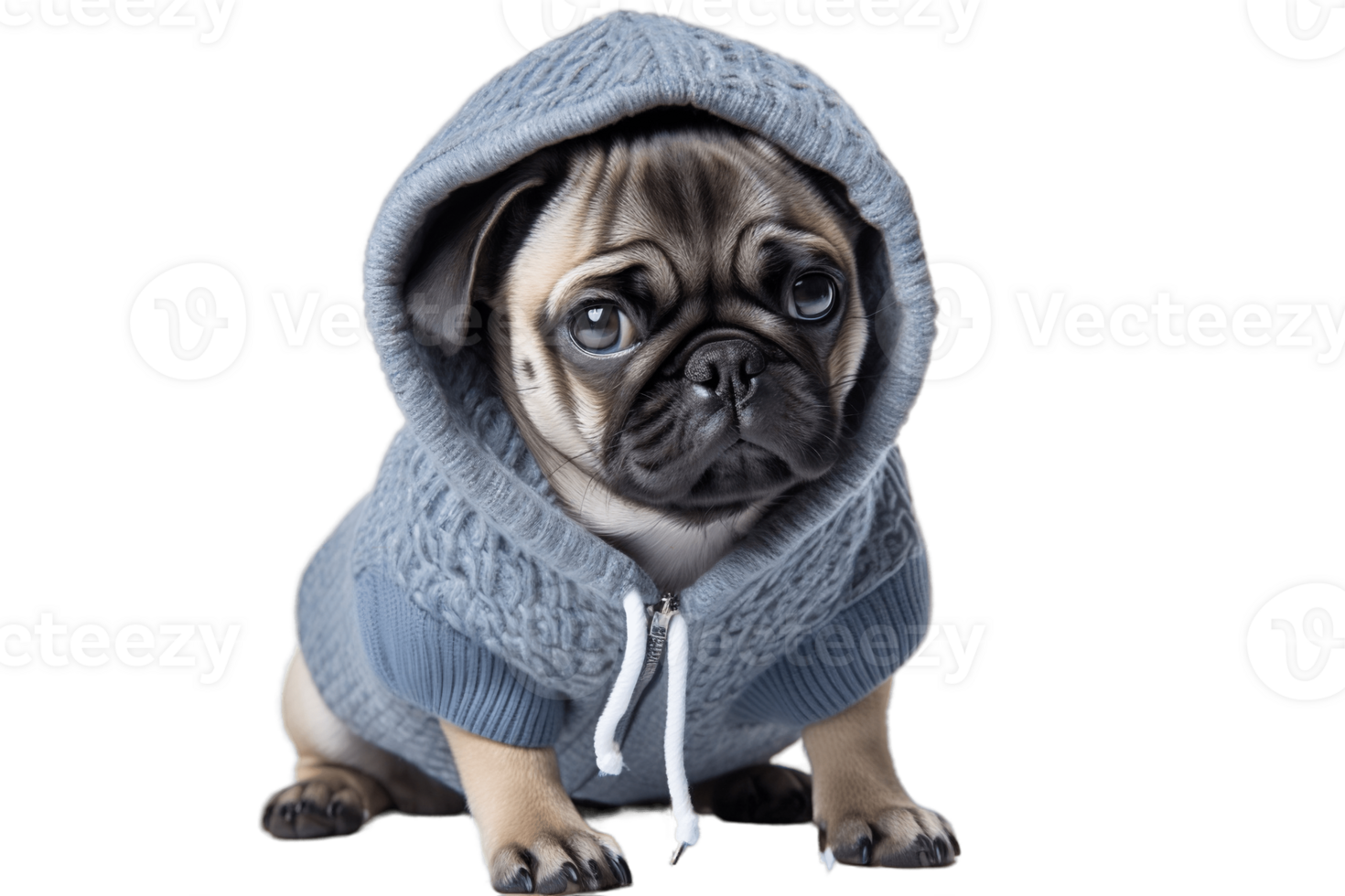AI generated A Pug in Adorable Attire, Isolated on a Transparent Background. AI png