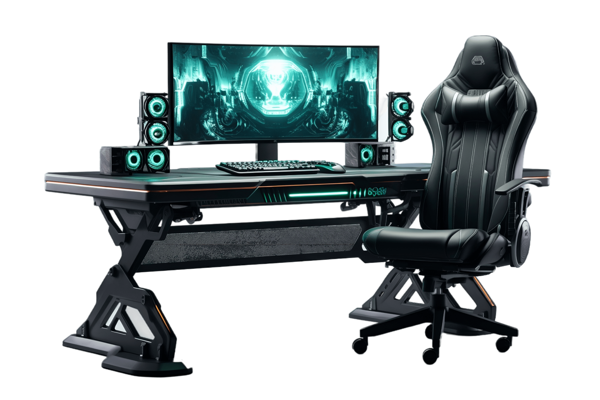 AI generated Gaming Desk Isolated on Transparent Background. AI
