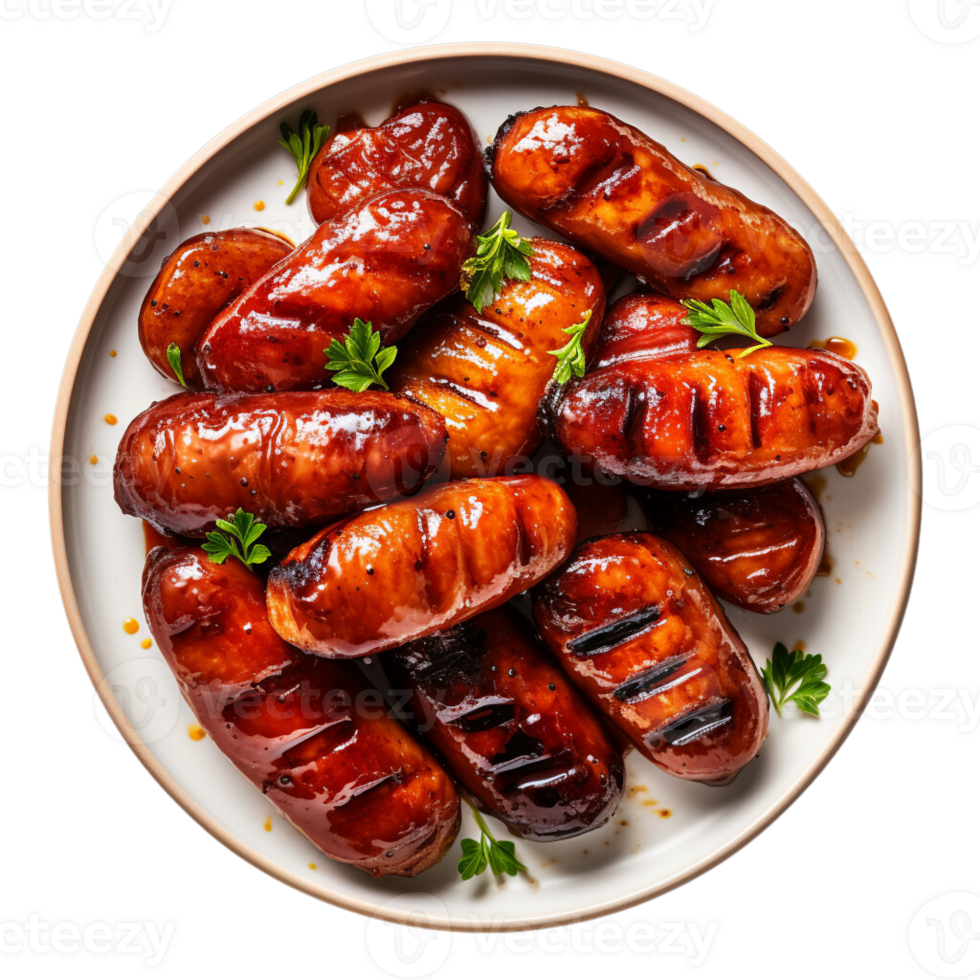 ai généré grillé saucisses avec Frais persil garnir png