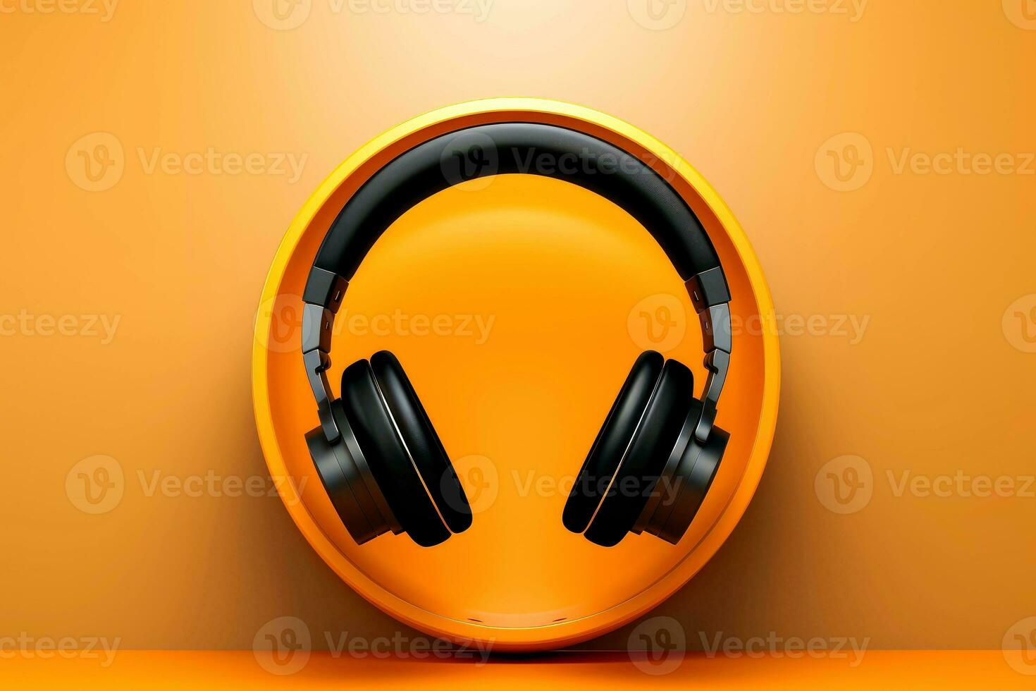 AI generated Abstract 3d minimal headphones, music concept, Generative AI photo