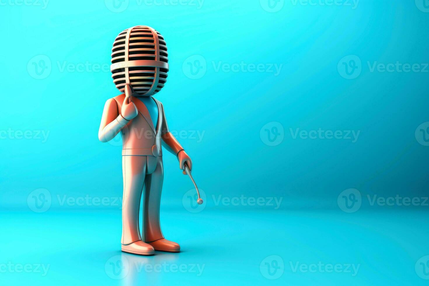 AI generated Abstract 3d minimal microphone, music concept, Generative AI photo