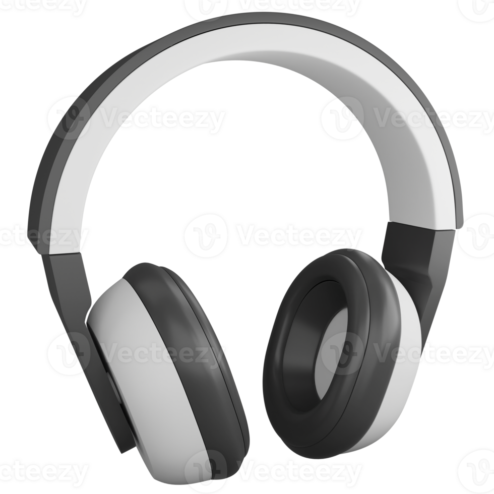 Headphones clipart flat design icon isolated on transparent background, 3D render entertainment and music concept png