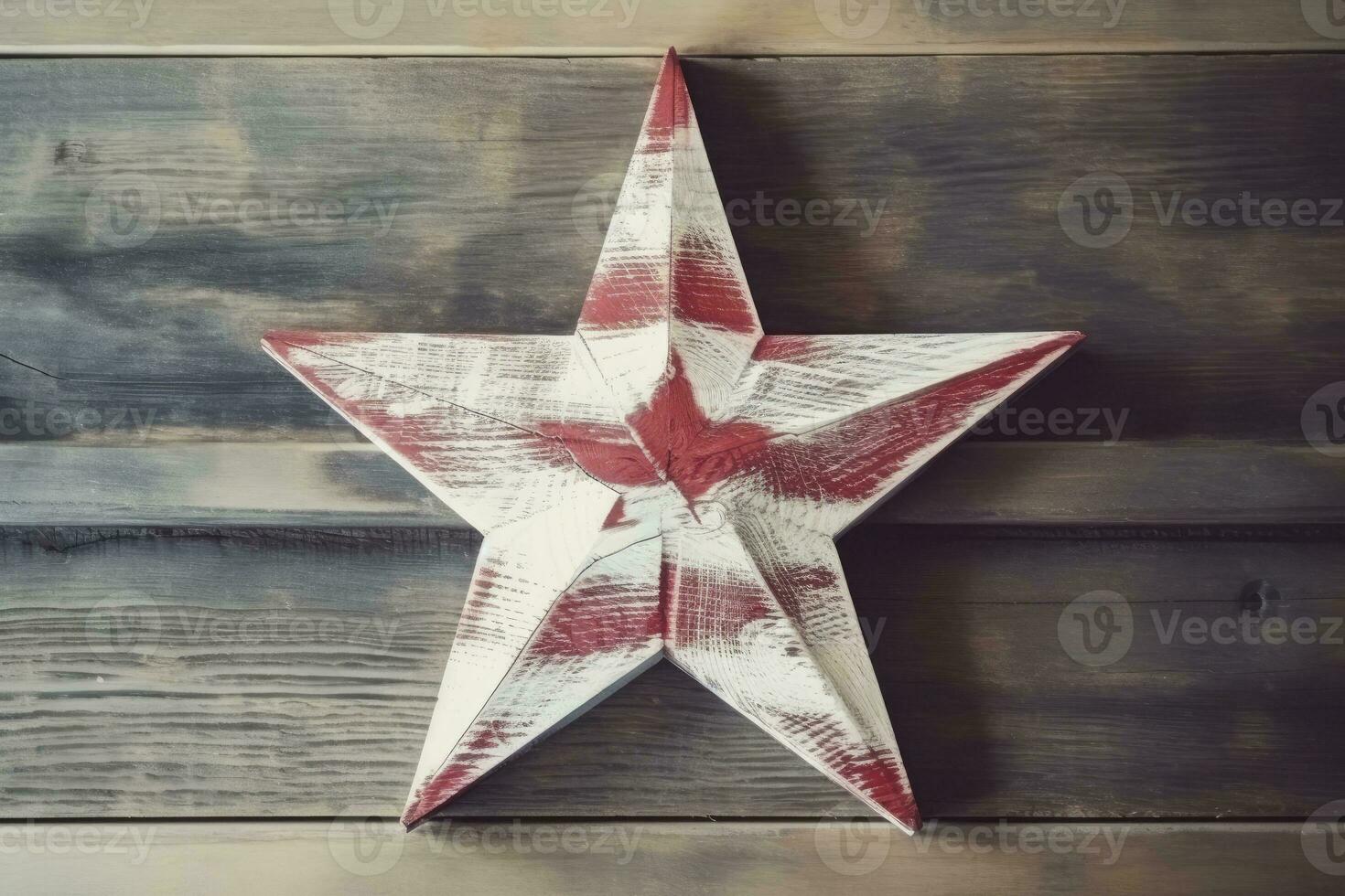 AI generated star on a wood background with copy space photo