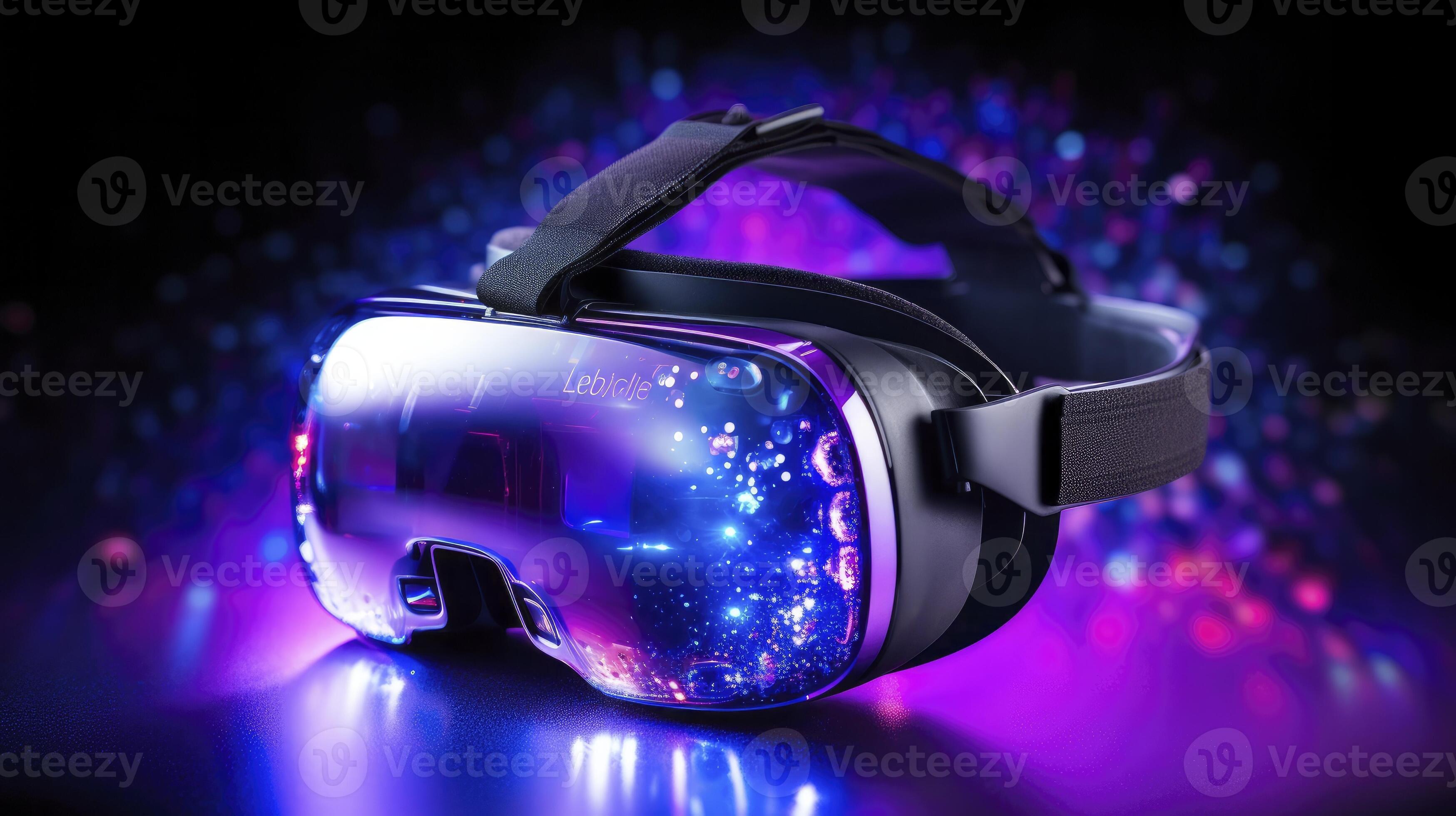 AI generated Realistic virtual reality headset with bokeh effect