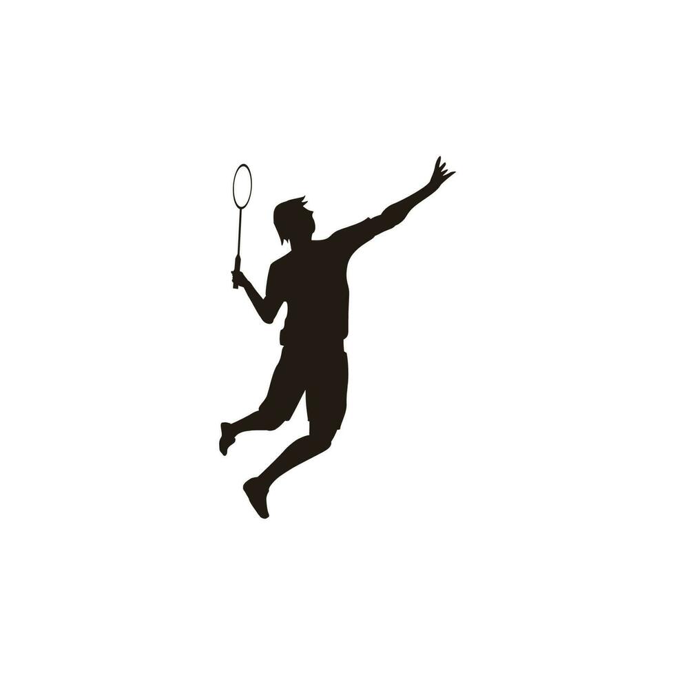 vector illustration - men are playing badminton attack with smashing shuttlecock - flat cartoon style