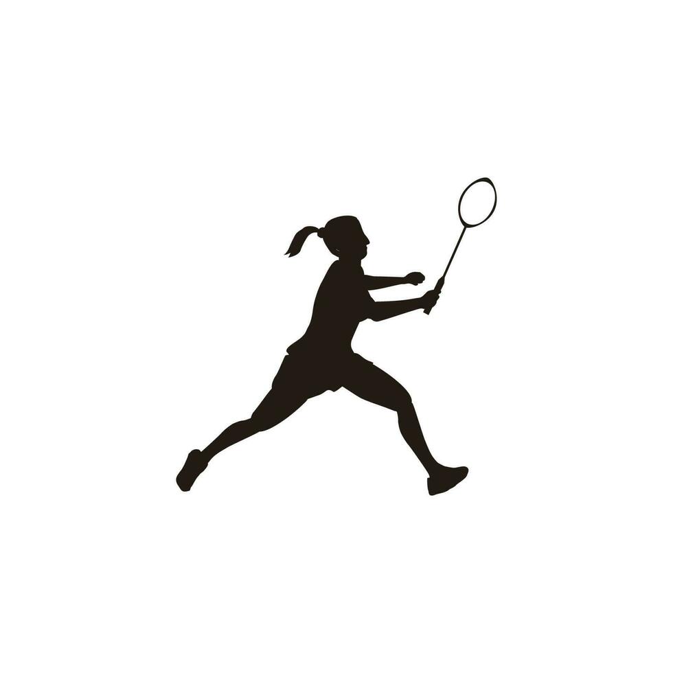 vector illustration - women are playing badminton defense with receiving shuttlecock - flat cartoon style