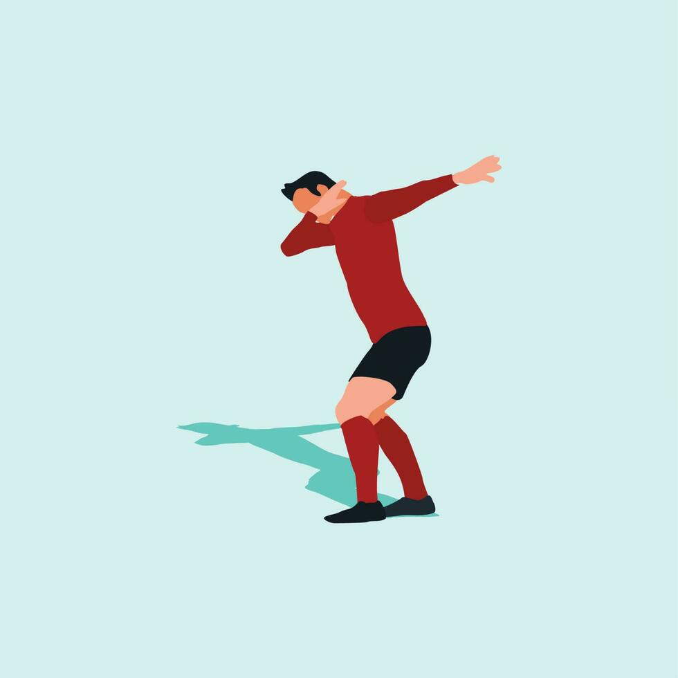 vector illustration - soccer player do a dab celebration - flat cartoon style