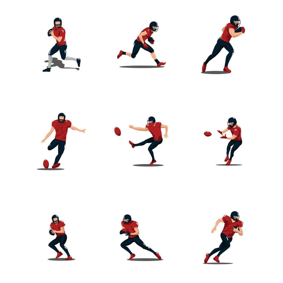 vector illustrations - sport men playing rugby - flat cartoon styles