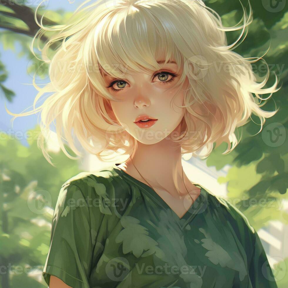 AI generated Cute anime girl digital art style photo