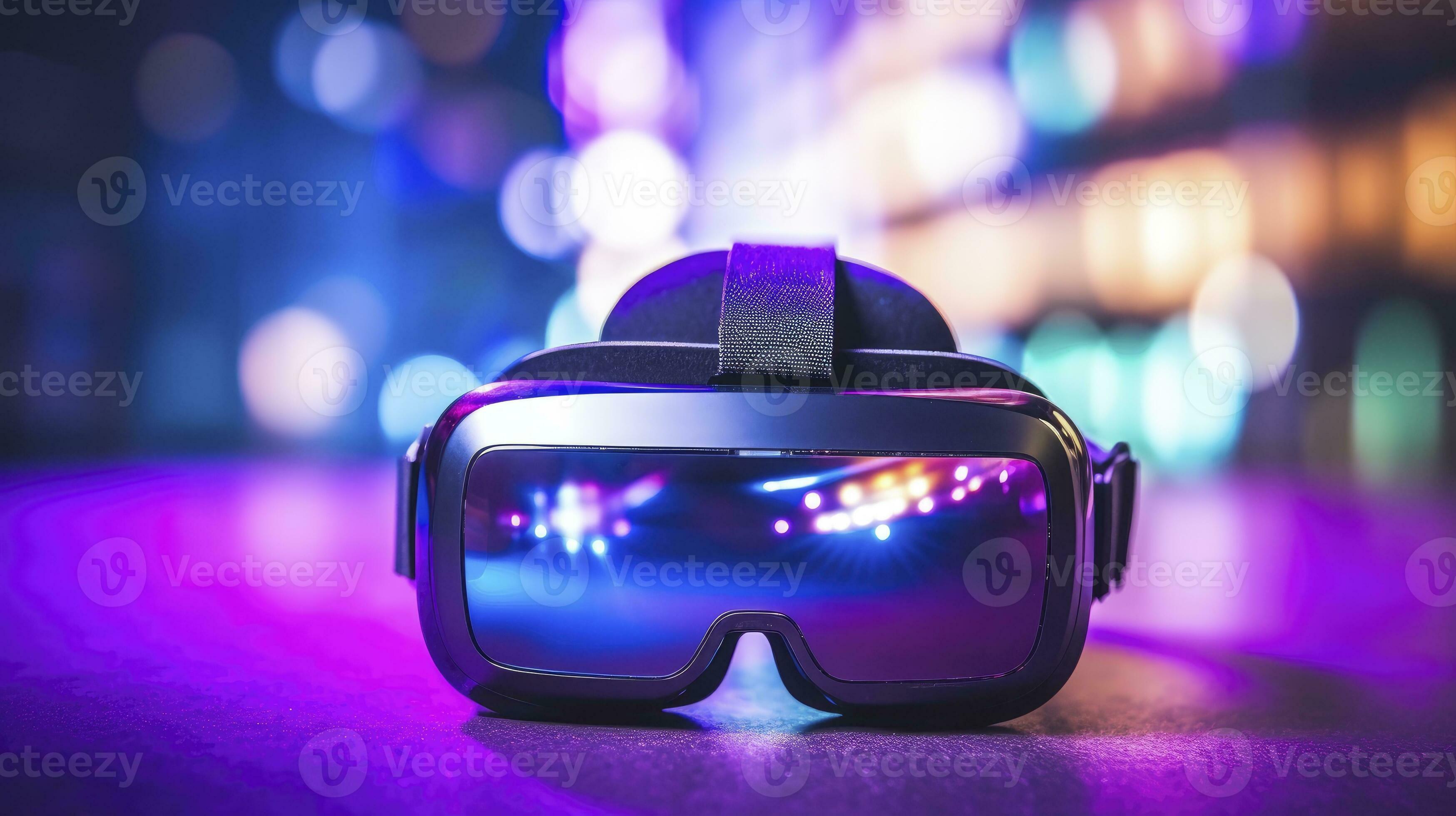 AI generated Realistic virtual reality headset with bokeh effect
