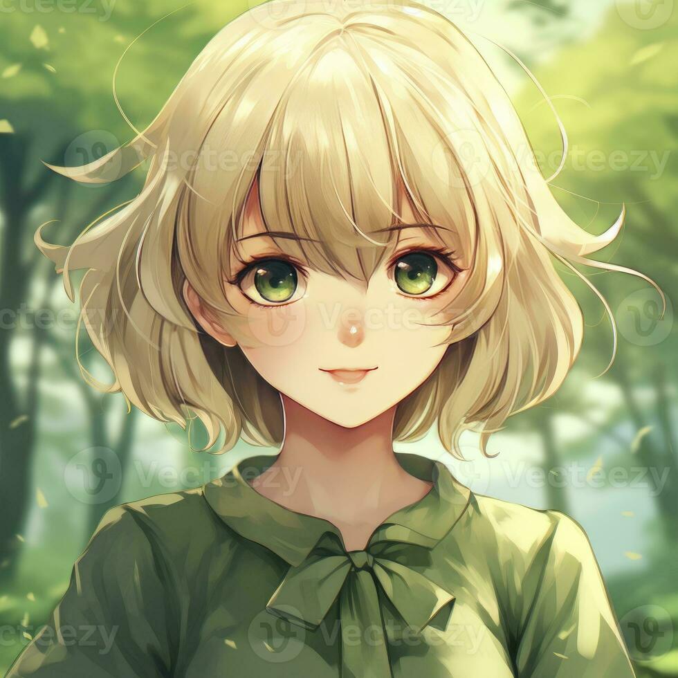 AI generated Cute anime girl digital art style photo