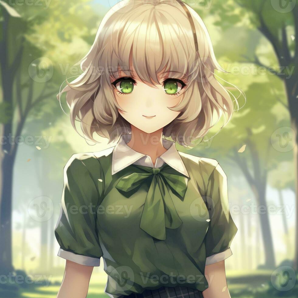 AI generated Cute anime girl digital art style photo