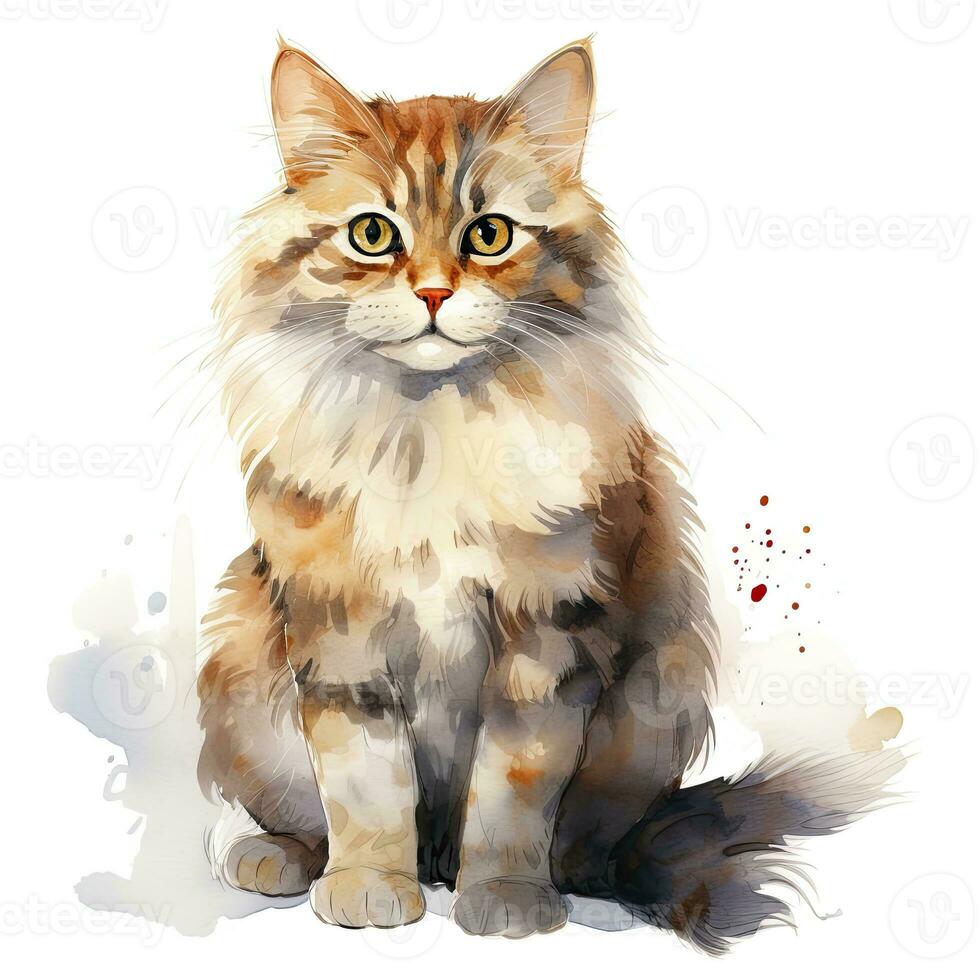 ai generado acuarela gato acortar Arte en blanco antecedentes. ai generado foto