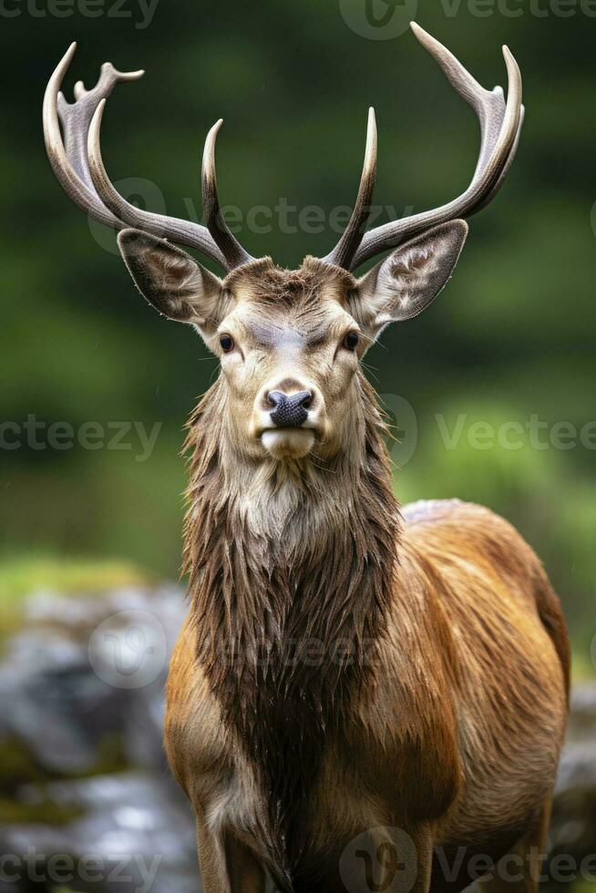 AI generated Close up of red deer stag. AI Generated photo