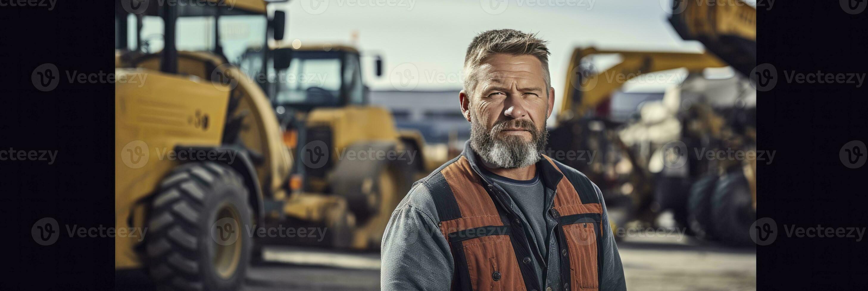 AI generated Man standing construction site looking at camera photo