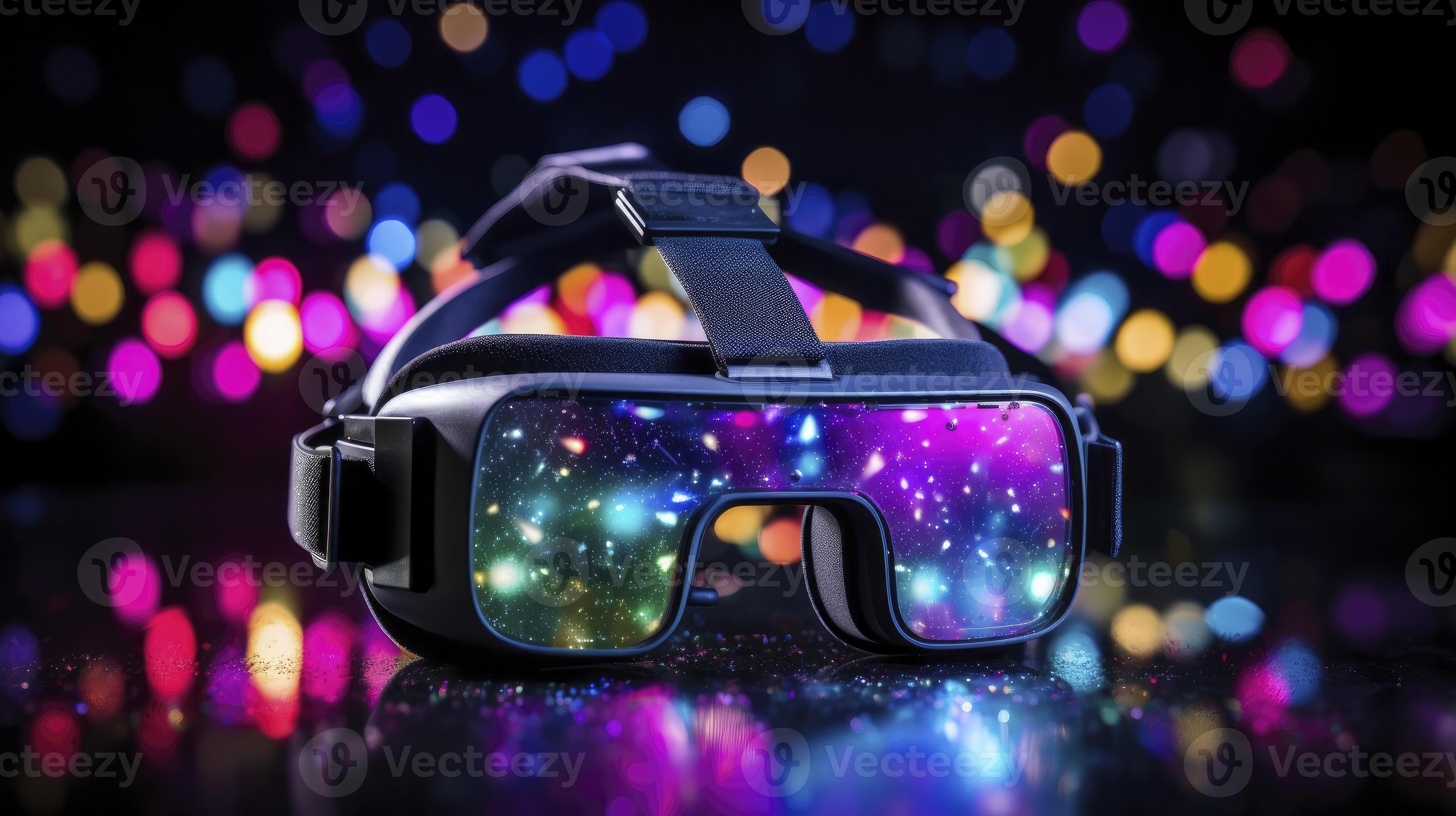AI generated Realistic virtual reality headset with bokeh effect