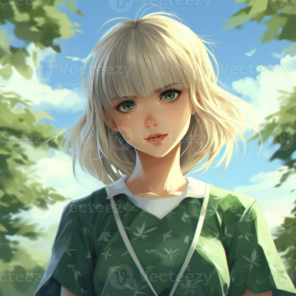 AI generated Cute anime girl digital art style photo