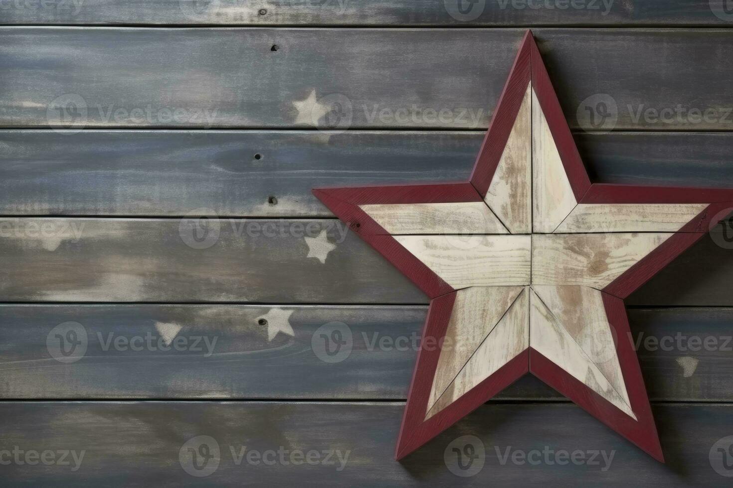 AI generated star on a wood background with copy space photo