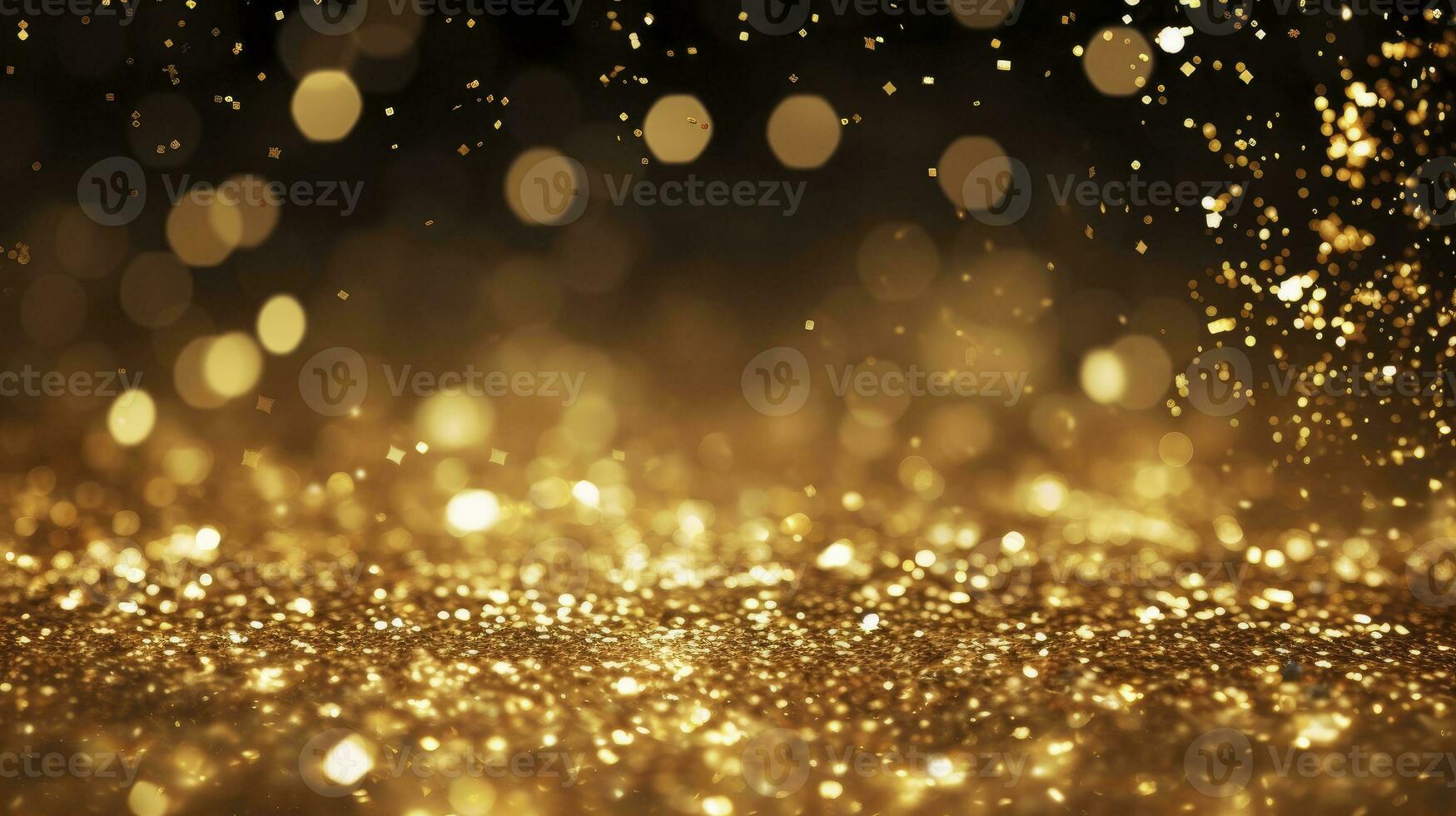 AI generated Gold sparkle particles abstract Background photo