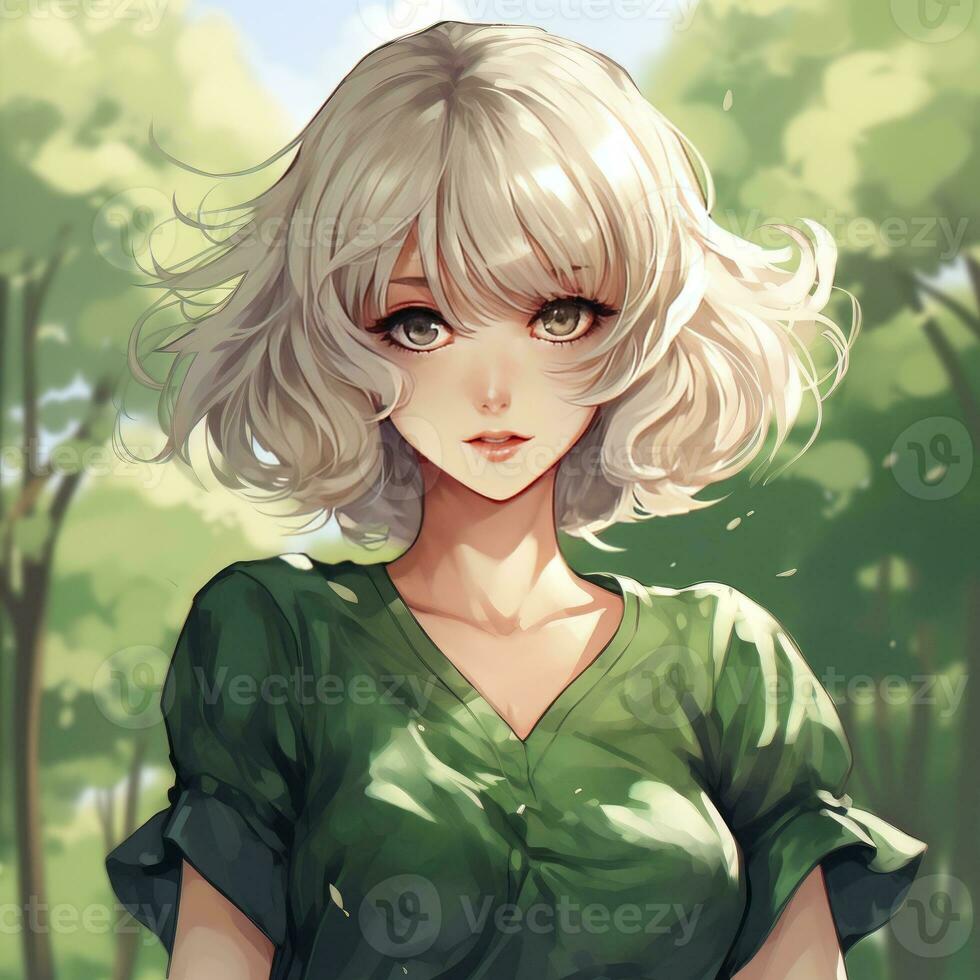 AI generated Cute anime girl digital art style photo