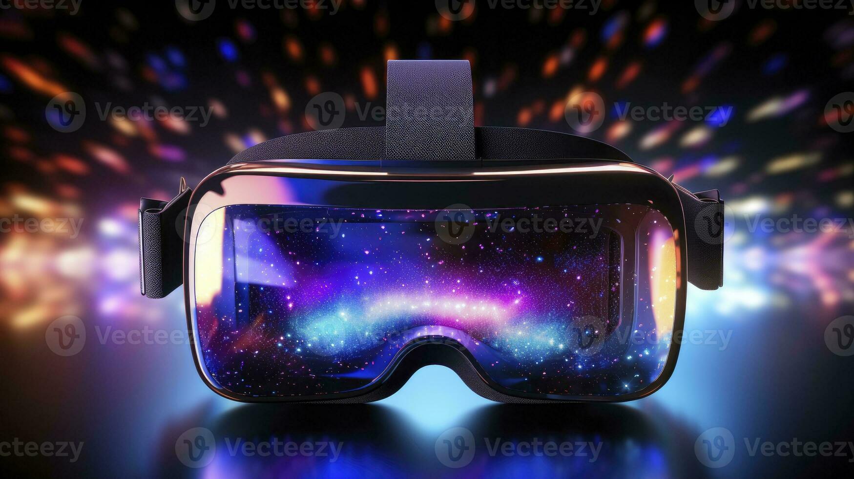 AI generated Realistic virtual reality headset with bokeh effect