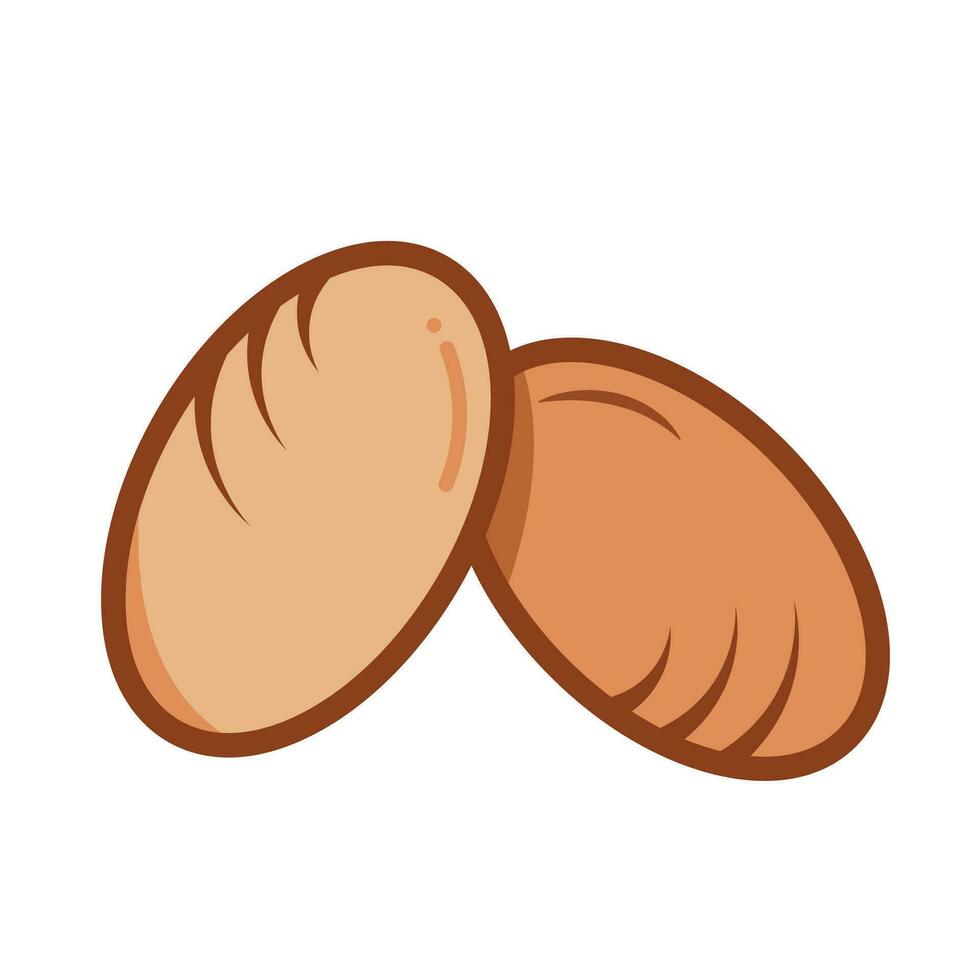 Two simple round raw egg brown colored skin shell vector icon illustration outlined isolated on square white background. Minimalist flat cartoon art styled food cooking ingredients drawing.