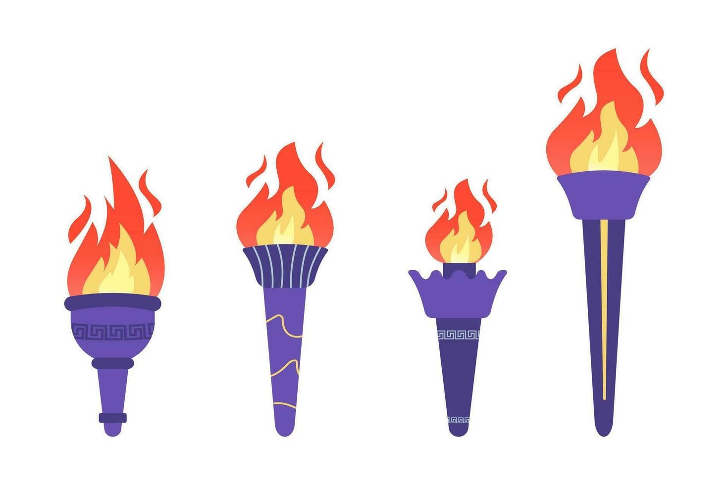 Olympus torch with fire flat style vector