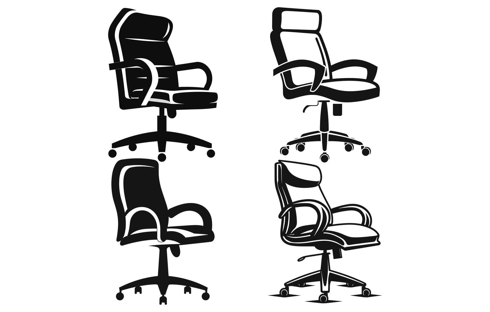 Desk chair vector illustration,Office chairs silhouettes vector