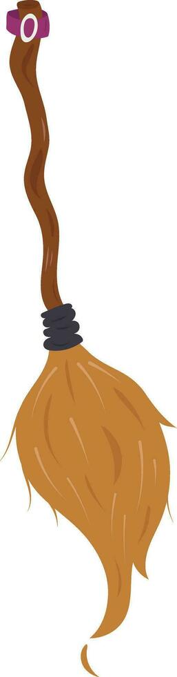 Hand draw witch's broom in cartoon style, isolarwd on white. Vector. vector