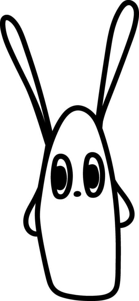 Black and white single rabbit in doodle style isolated on white, vector illustration