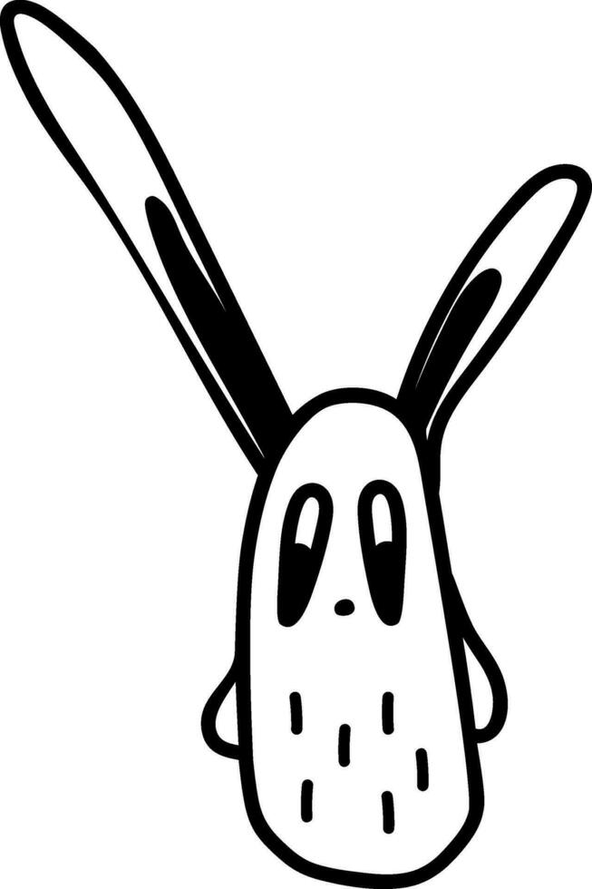 Cute single rabbit in doodle style isolated on white, vector illustration