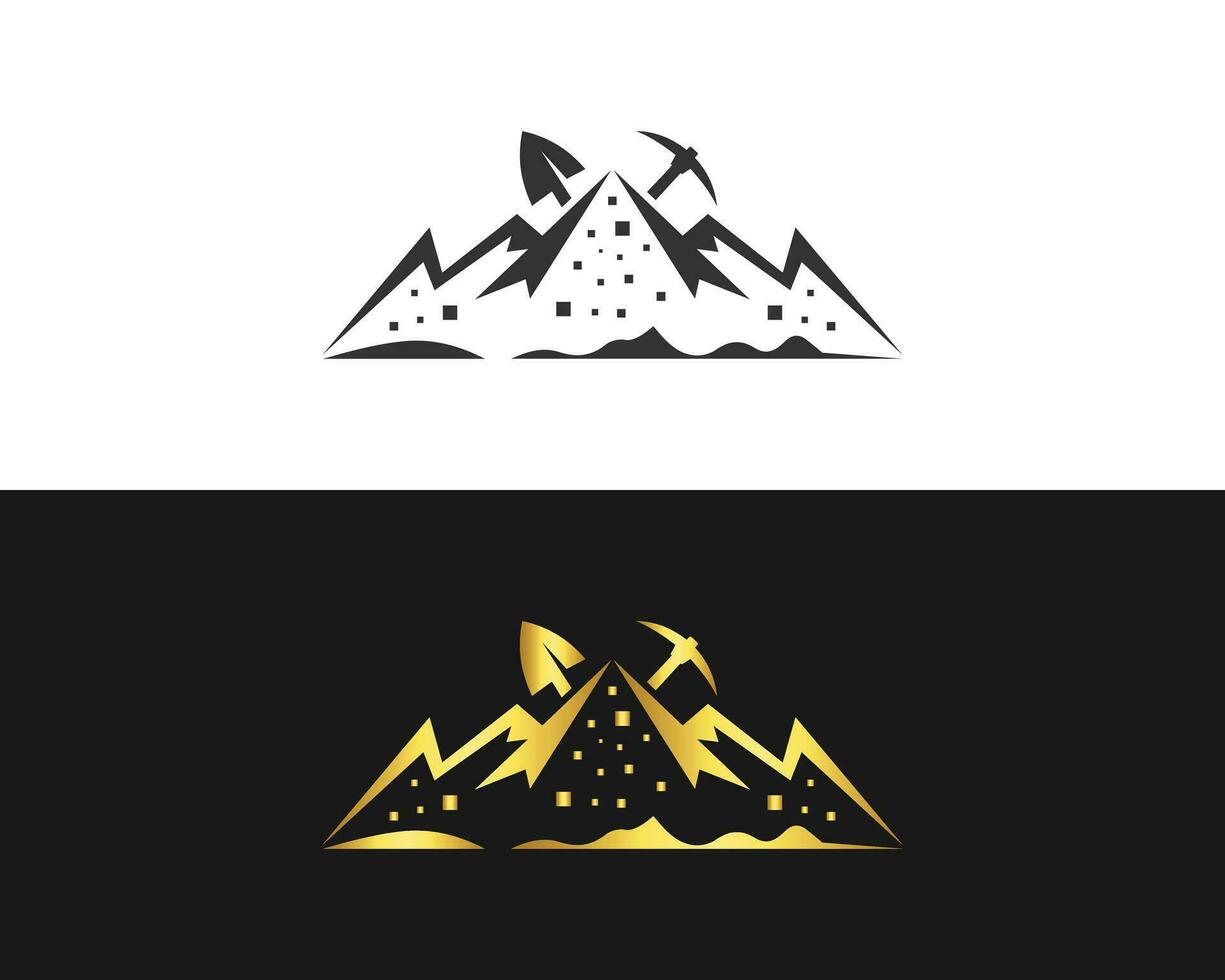 Simple mining crypto mountain logo design vector template.