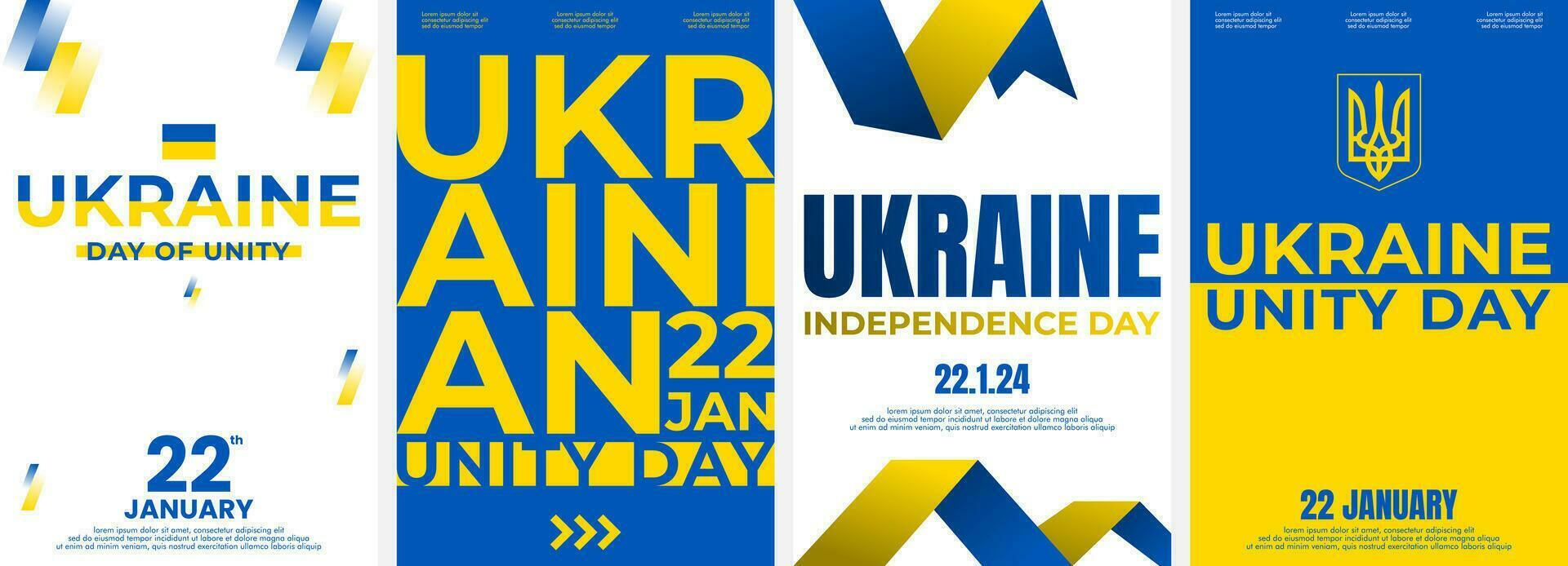 Ukraine Independence Unity Day Background. Set of 4 modern simple background vector illustration flat style. Suitable for poster, cover, ads, social banner, or flyer