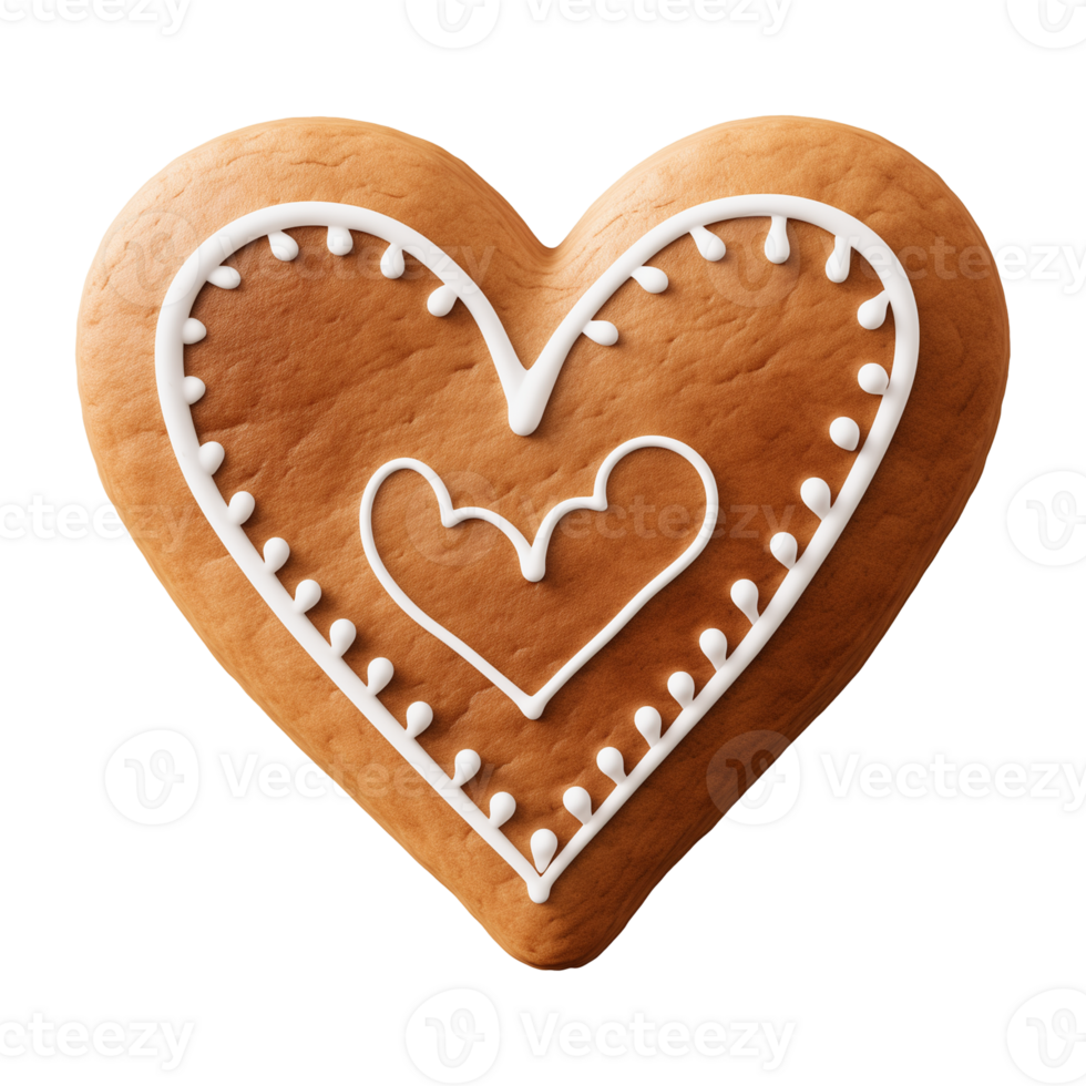 AI generated heart-shaped cookie or biscuit isolated on a transparent background png