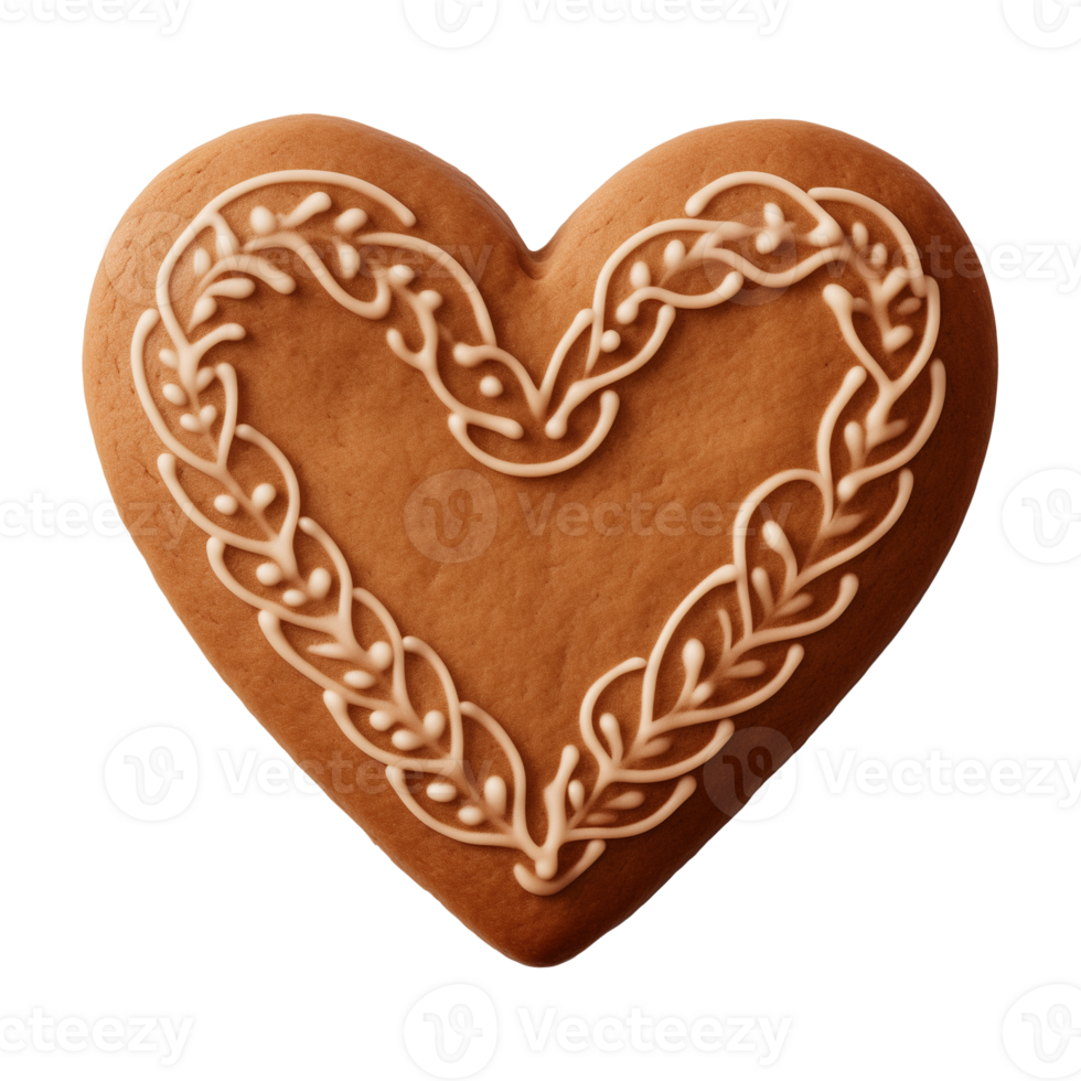 AI generated heart-shaped cookie or biscuit isolated on a transparent background png