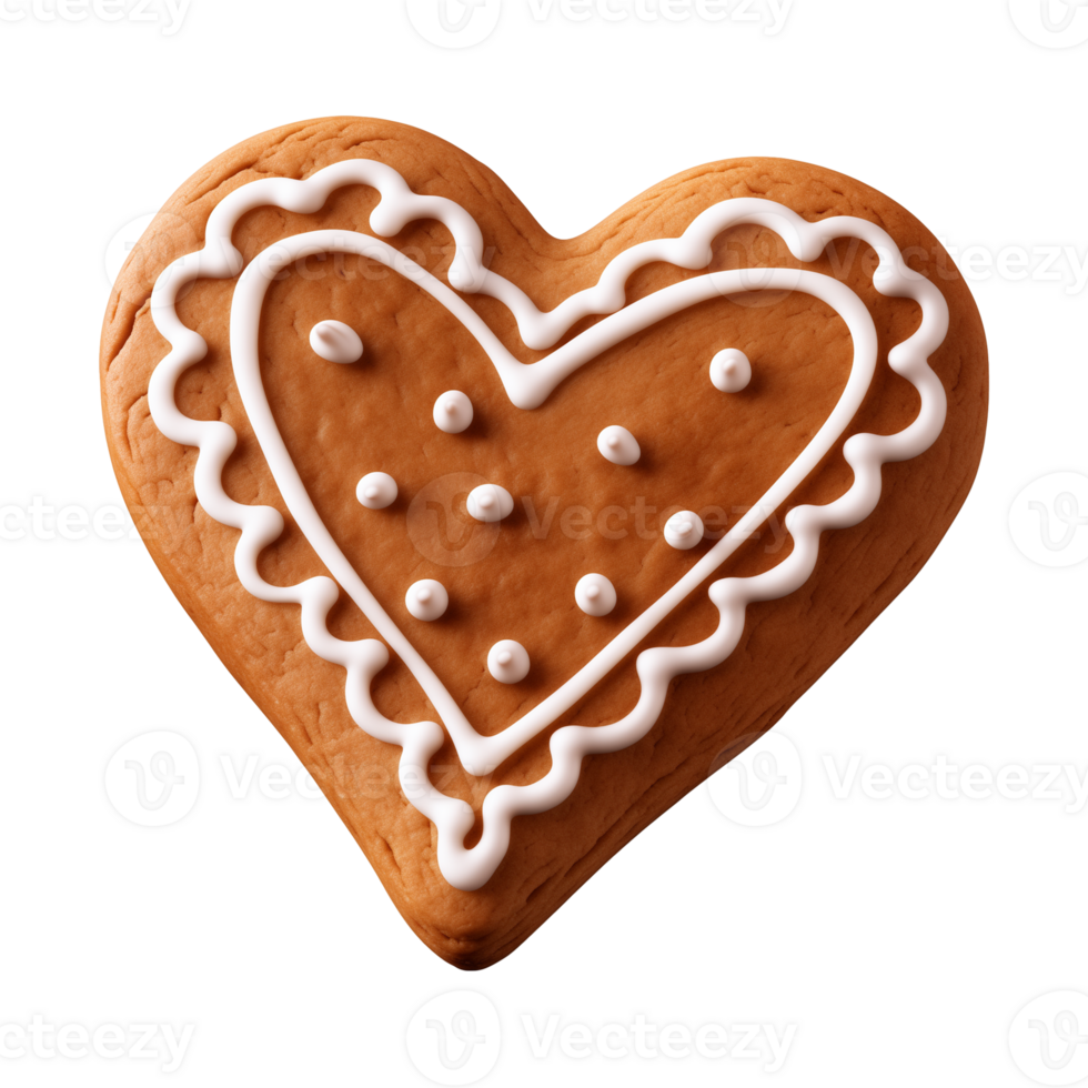 AI generated heart-shaped cookie or biscuit isolated on a transparent background png