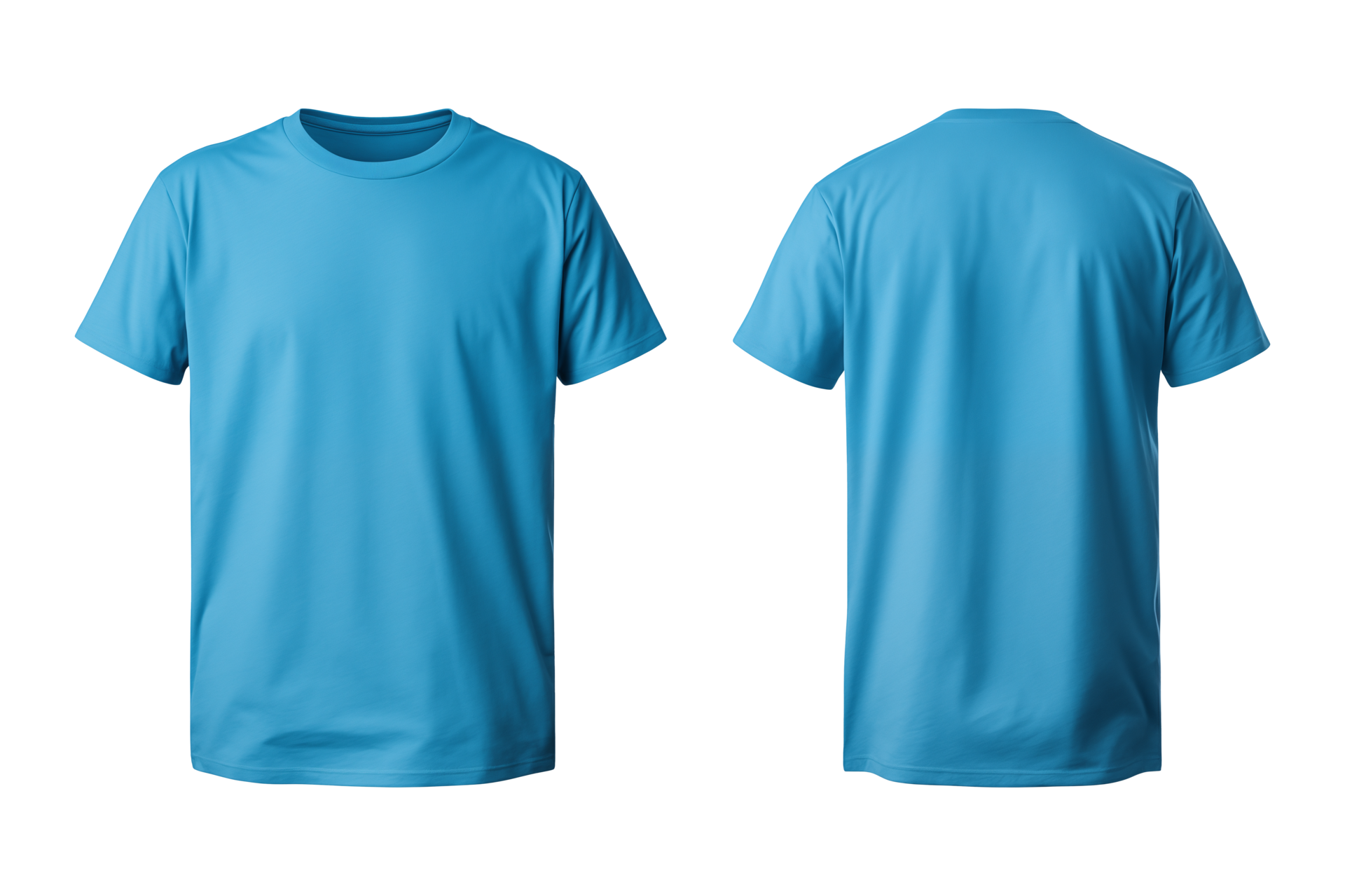 AI generated realistic set of male blue t-shirts mockup front and back ...