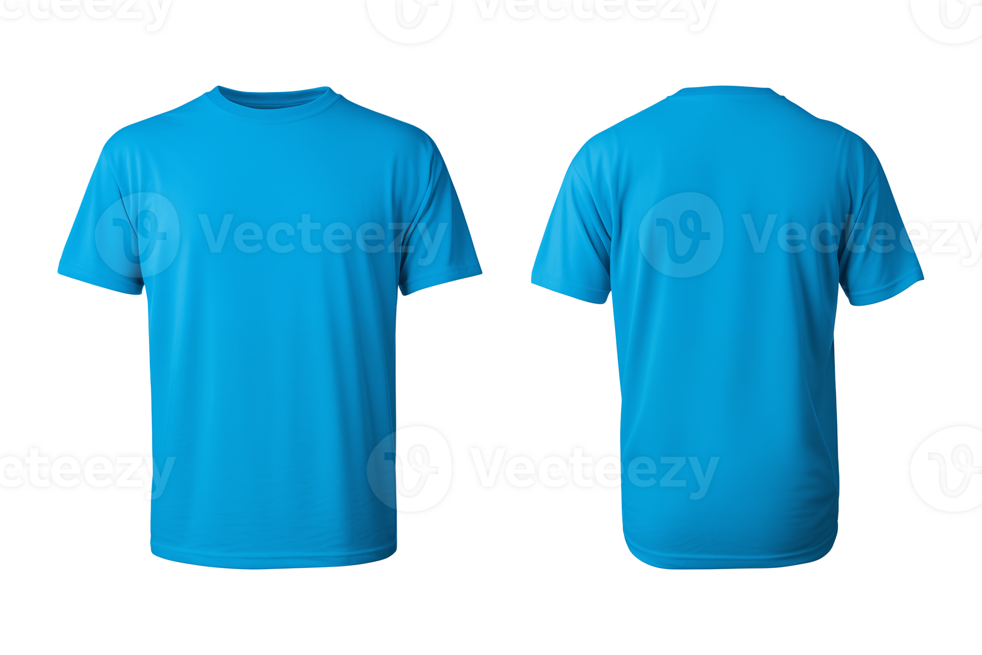 AI generated realistic set of male blue t-shirts mockup front and back ...