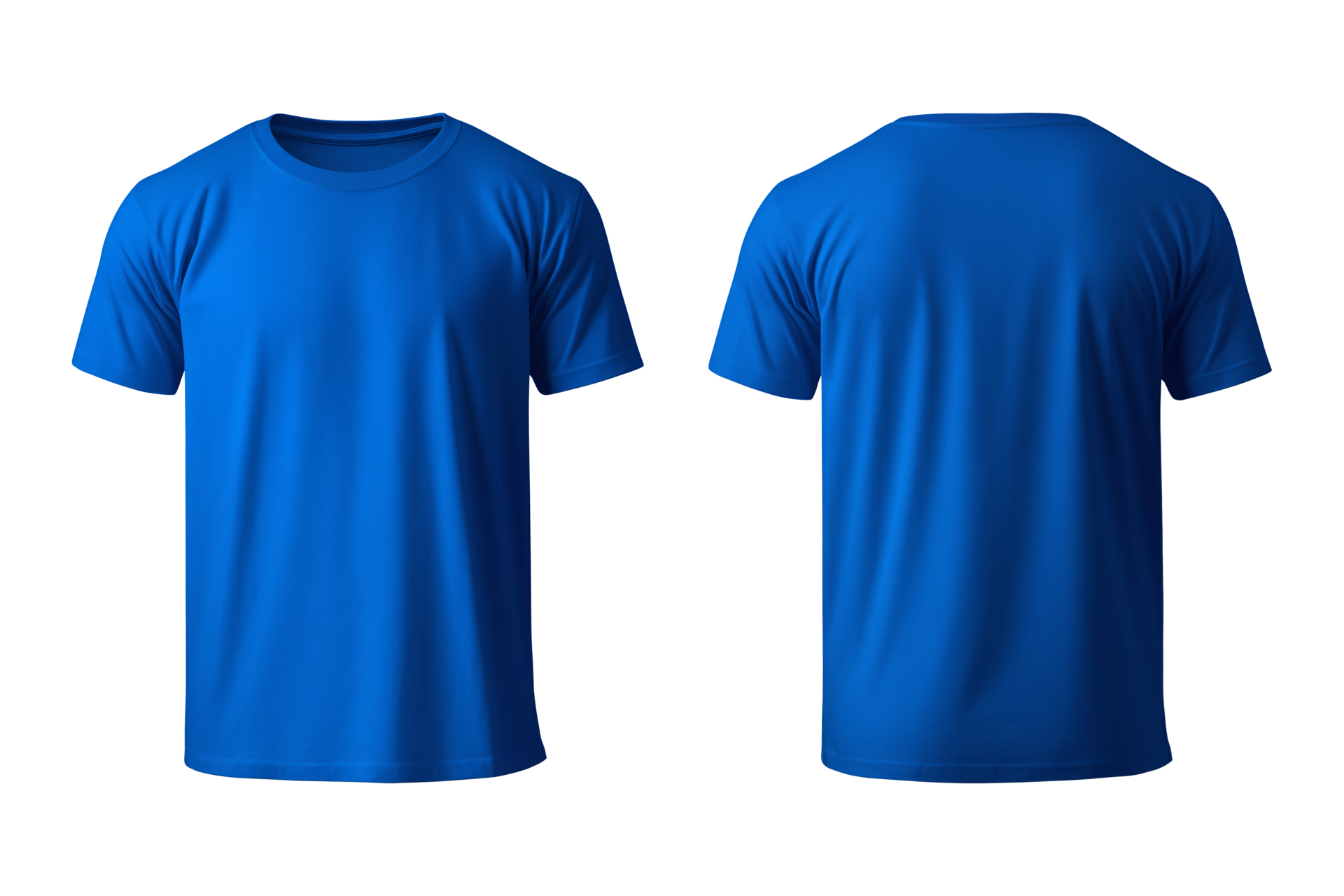 AI generated realistic set of male blue t-shirts mockup front and back ...