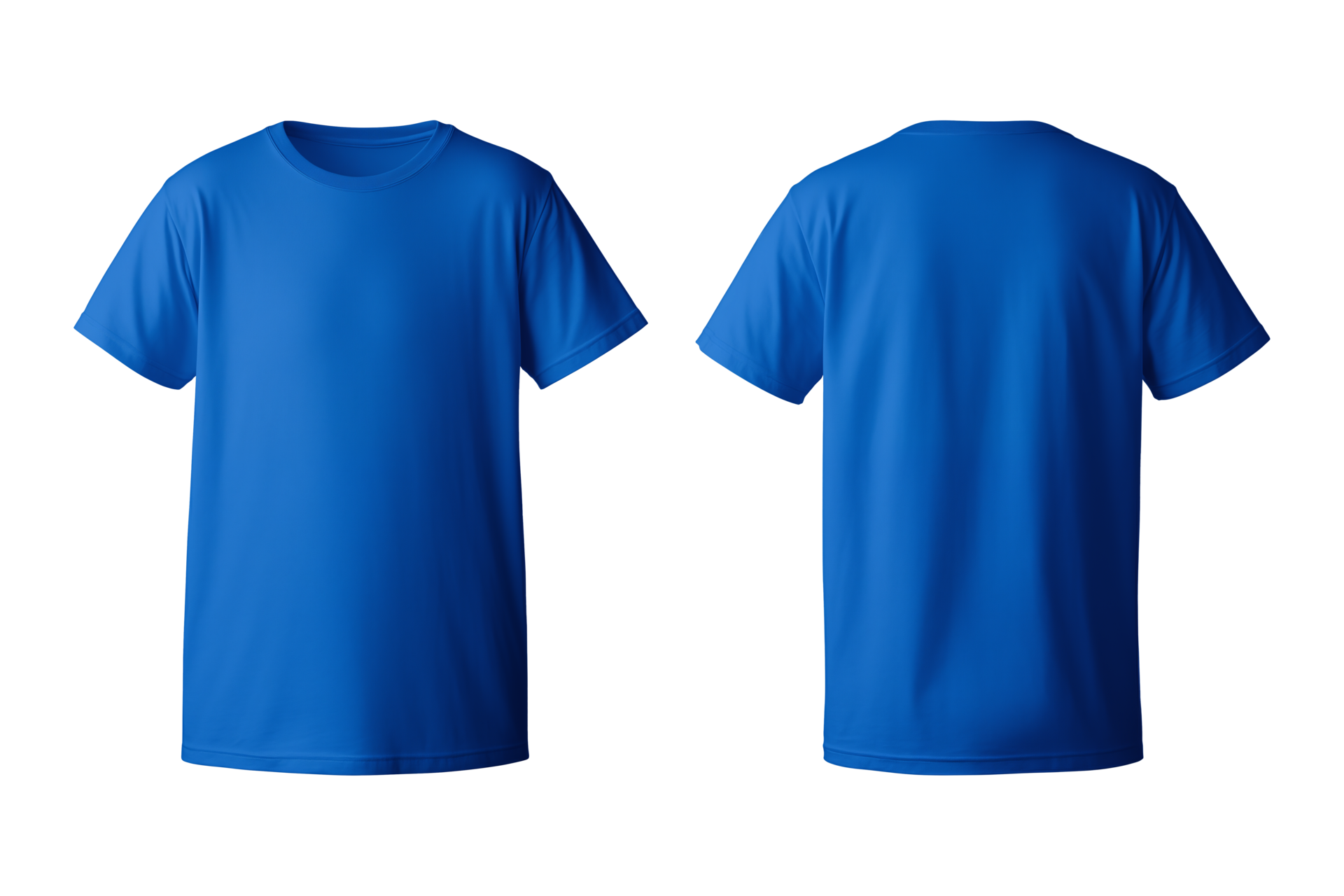 AI generated realistic set of male blue t-shirts mockup front and back ...